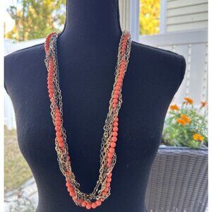 Cara New York Orange Gold Chain Statement Necklace  NEW